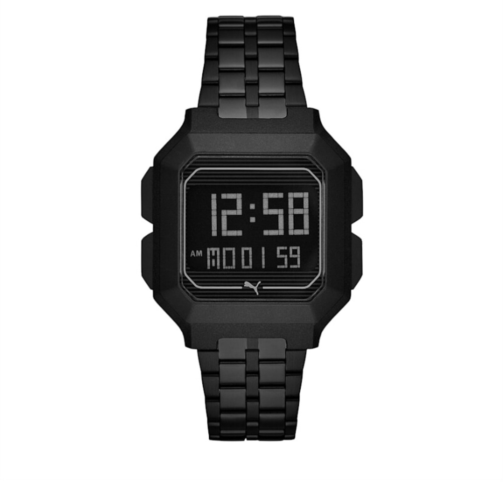 Puma digital stainless steel black watch
